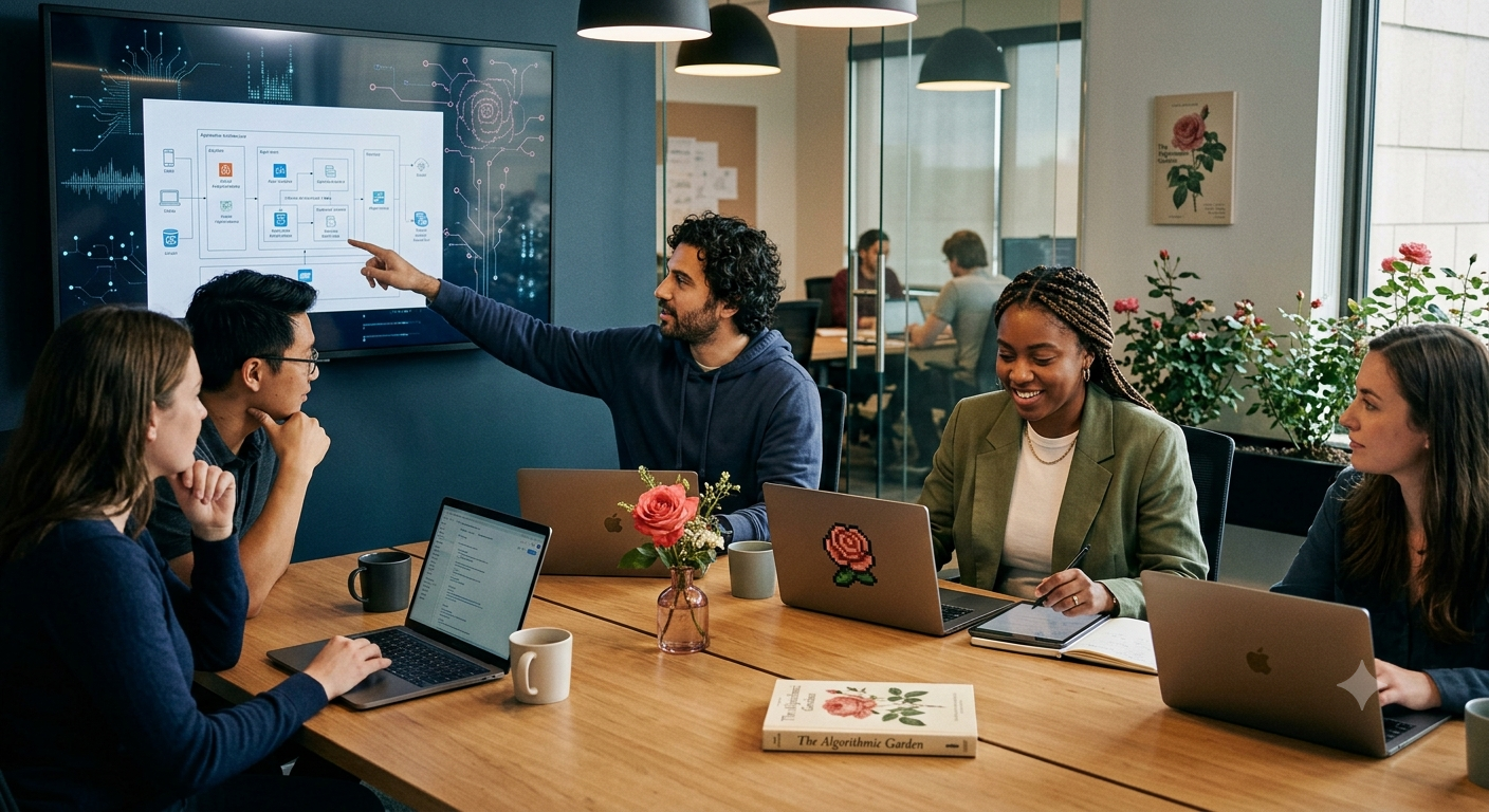 Software engineers developing applications while technology professionals manage cloud and digital infrastructure