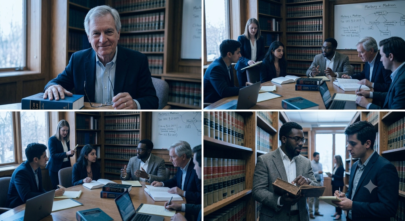 Legal professional using digital technology and artificial intelligence to analyse legal documents and regulations