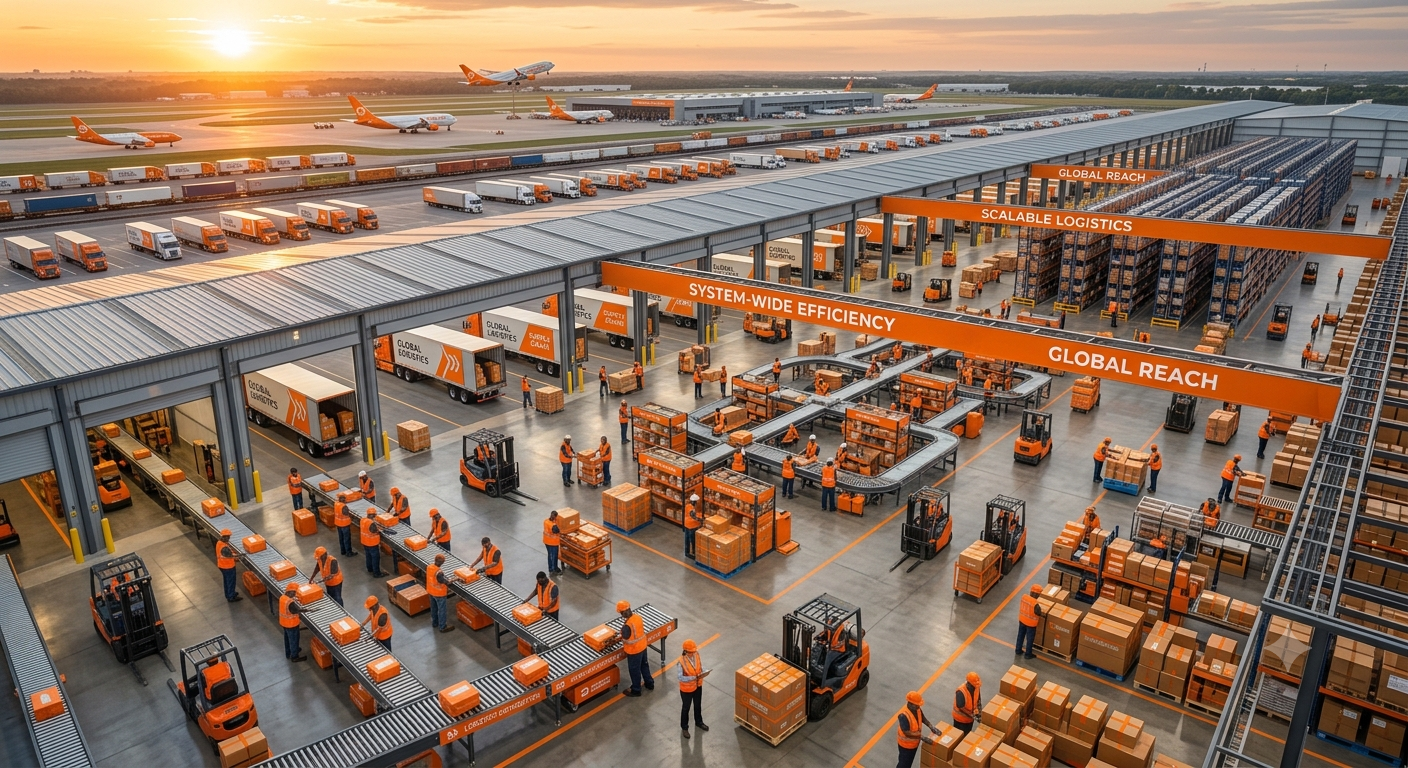Supply chain professionals analysing inventory data and coordinating warehouse and transportation operations